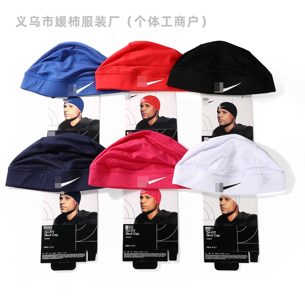 New cross-border solid color embroidered sports quick-dry cap, outdoor cycling helmet liner cap, running fitness head wrap cap