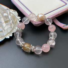 莫粉马粉淡水珍珠金发晶铜镶锆配饰饰品小红书同款女款手链手串