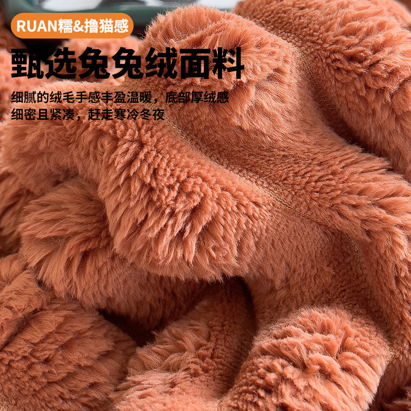 TEMU transfronterizo conejo peluche mantas de invierno engrosado oficina siesta mantas sofá mantas de coral peluche mantas de almuerzo