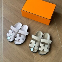 クラシックH二等伯の天井バージョン ベルクロストラップ付き 本革 厚底 カジュアル サマーアウターサンダル ピンク