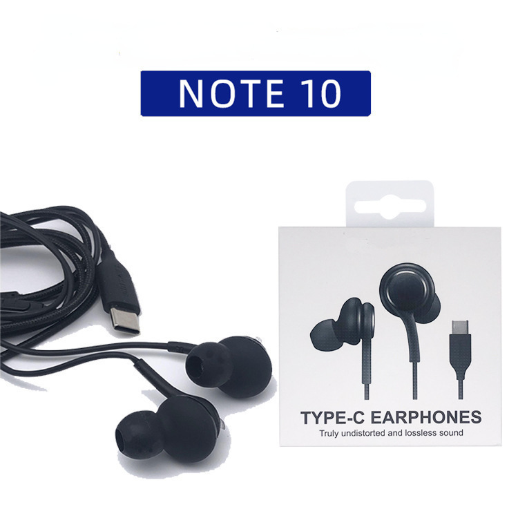 Suitable for Samsung note10 Headphone type-c Audio Copper Ring Wire Control Subwoofer Earplugs S20 AKG Noise Reduction