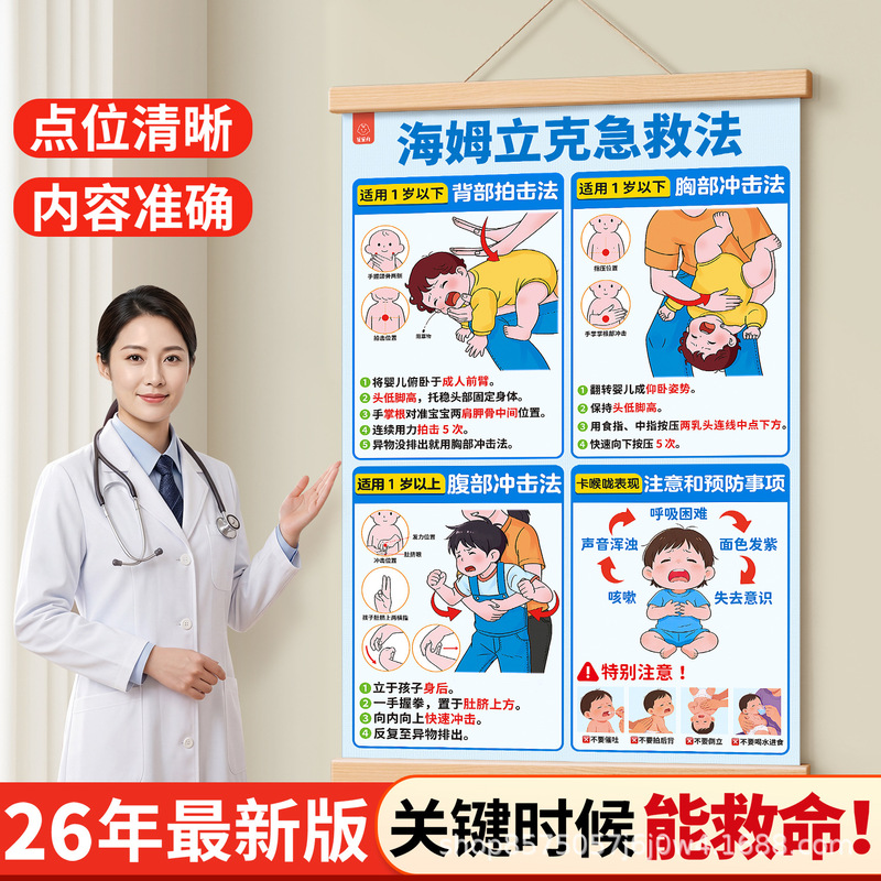 2026 New Edition of the Heimlich First Aid Poster: a Tool for Preventing Infant Milk Choking, Safety Knowledge for Newborns and Children