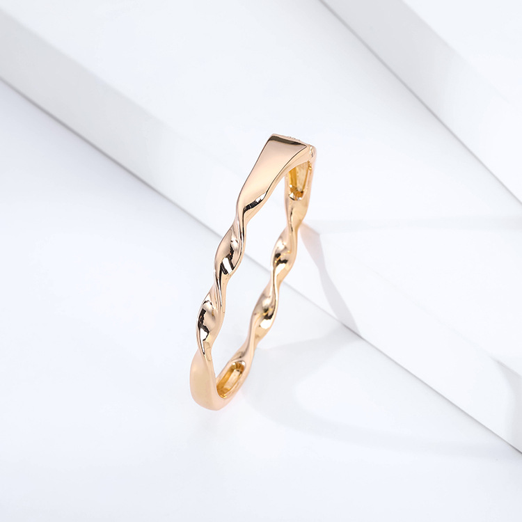 new minimalist glossy alloy texture bracelet irregular twist flower open spring bracelet