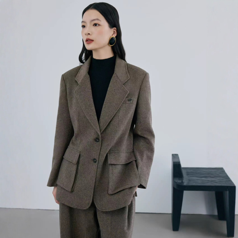 High-End Autumn and Winter Outfit New Style 20 Cashmere Casual Old Money Texture Herringbone Suit Set for Women High-End Autumn and Winter Outfit New Style 20 Cashmere Casual Old Money Texture Herringbone Suit Set for Women