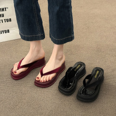 人字拖鞋女夏季外穿厚底松糕休閒增高2024新款高跟防滑沙灘涼拖鞋