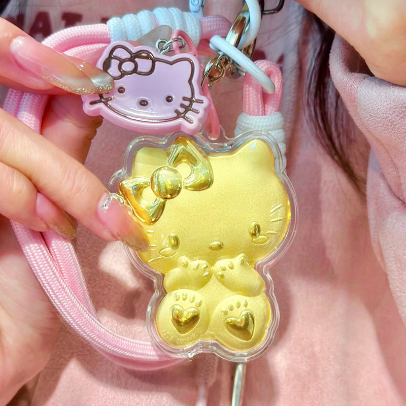純金 999KT 猫キーホルダーかわいい漫画ハローキティバッグペンダントペンダントお土産子供のギフト|undefined