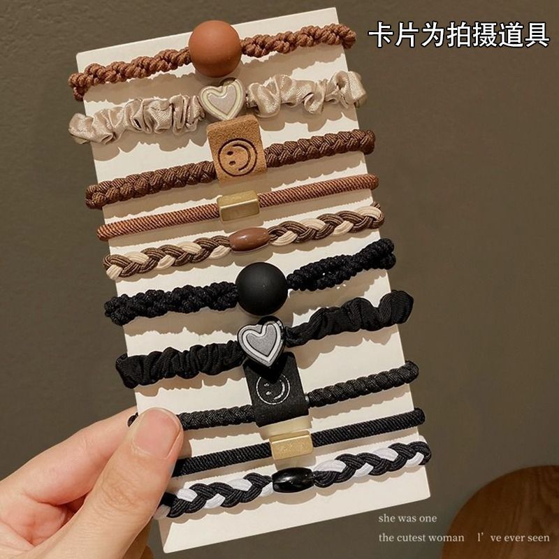 conjunto mixto de alta elasticidad, cabello de cabello duradero, temperamento simple, cabello de cabello de cola de caballo alto, sensación de alto nivel, nuevo anillo de cabello