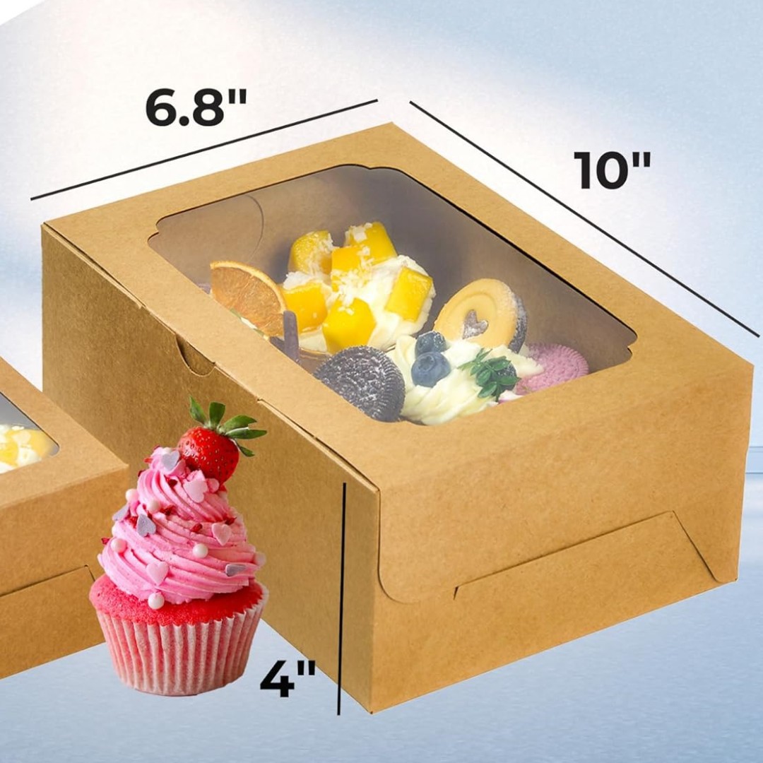 Caja de brownie de 6 cápsulas, caja de muffins de piel de vaca, caja de cupcake, caja de torta, caja de embalaje de nieve,