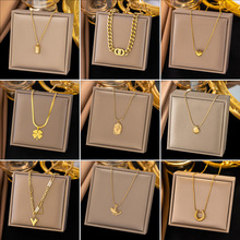 【项链金色+钢色】欧美跨境批发小众轻奢设计高级感锁骨链不锈钢