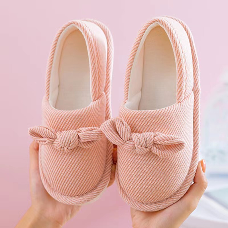 Four Seasons Spring and Summer Thin Pre-pregnancy and Post-pregnancy Big Bow Moon Shoes Home Memory Cotton Autumn and Winter Thick Fluff