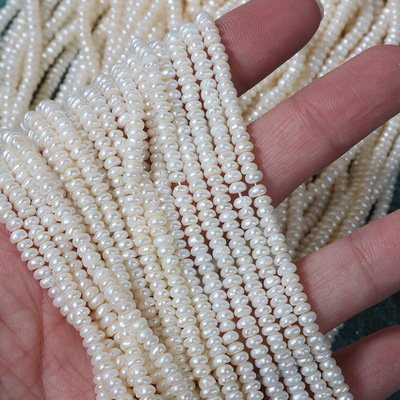 3.5mm Bianzhu natural freshwater Pearl Partially Prepared Products Fine chain Strong light diy clavicle Jewelry parts wholesale