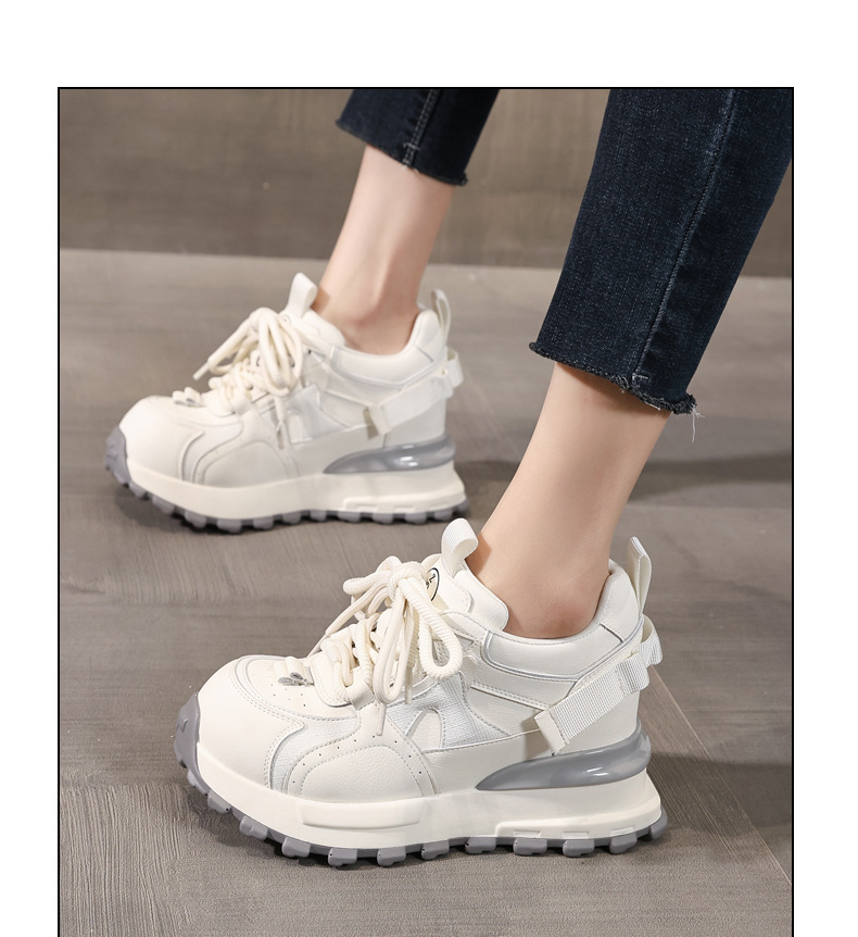Giày sneaker nữ đế dày tăng chiều cao phong cách dad sneaker — màu trắng chi tiết 12