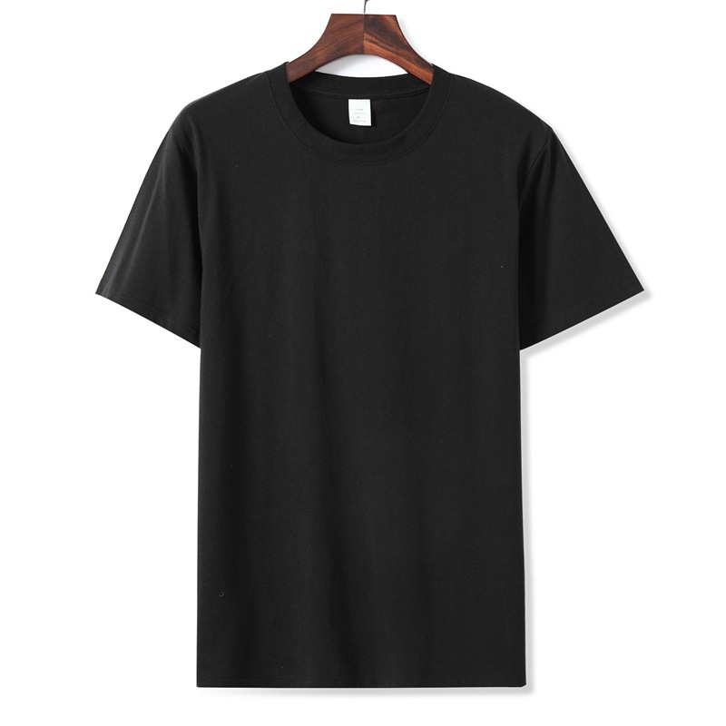 280g Camiseta de algodón pesado blanco y negro camisa base de hombres y mujeres color sólido cuello redondo manga corta estudiante calle logotipo imprimible Suelto