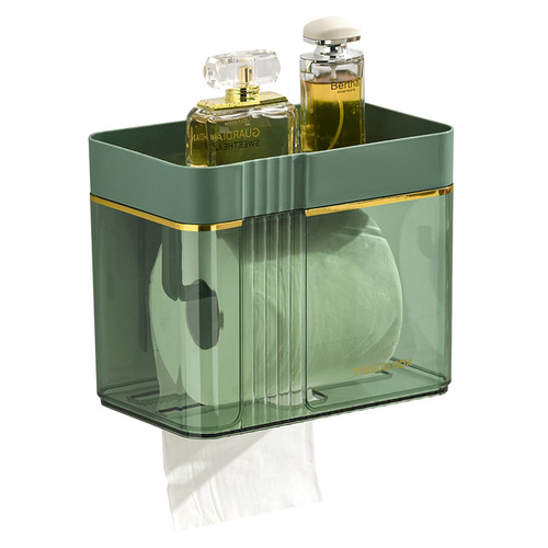 Bathroom tissue box wall-mounted toilet paper box bathroom punch-free toilet paper holder bathroom roll paper storage rack