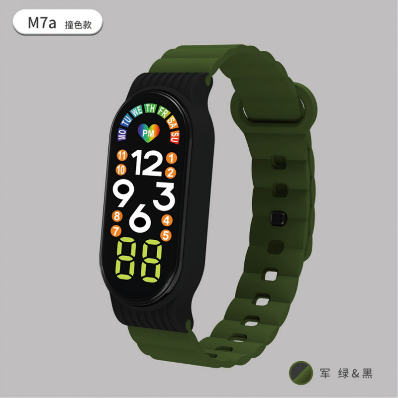 Venta directa de fábrica M 7 M7a contraste color LED reloj electrónico pulsera para niños vida impermeable reloj electrónico en stock al por mayor