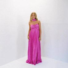 2024夏季欧美亚马逊跨境外贸新款性感抹胸连衣裙压褶高级感晚礼服