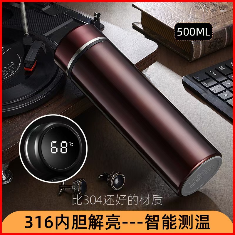 Taza de agua inteligente 316 de acero inoxidable 304 Taza recta de separación de té Regalo unisex Vaso de agua con aislamiento de letras de negocios