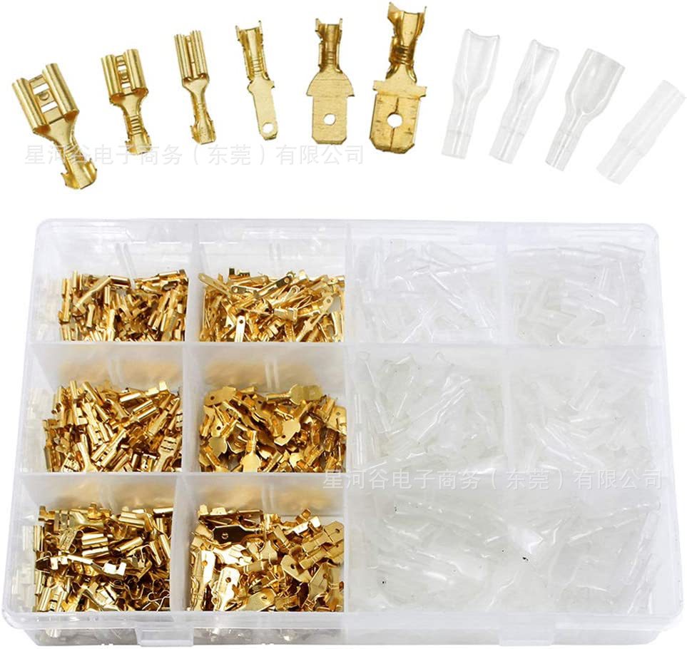720pcs Boxed Spring Blade Terminal Copper Tinned Bare Terminal Spring Gold Withulation Protection