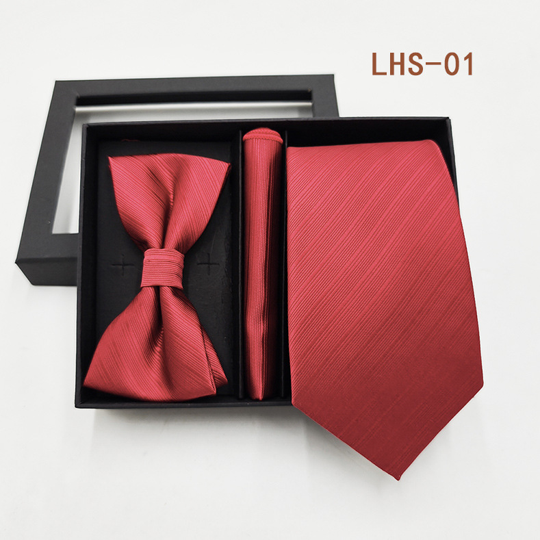 Set di tre pezzi di papillon, fazzoletto e accessori per abito da uomo formale da sposo, confezione regalo_voghion.com