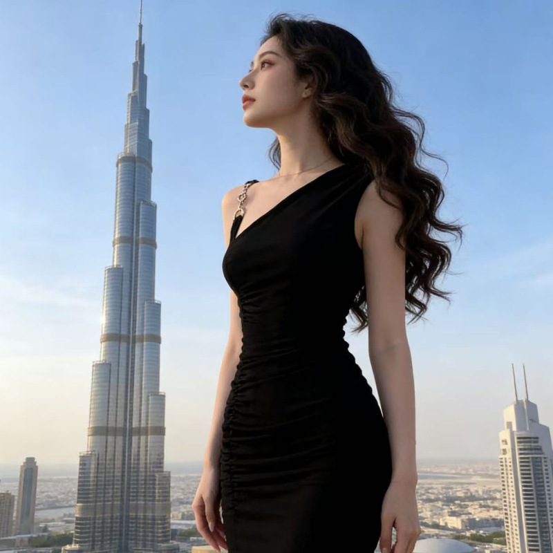 Elegant and Sophisticated Socialite Style Dress, One-Shoulder Strapless Dress, Mature Black Waist-Cinching Bodycon Dress for Spring and Autumn Elegant and Sophisticated Socialite Style Dress, One-Shoulder Strapless Dress, Mature Black Waist-Cinching Bodycon Dress for Spring and Autumn