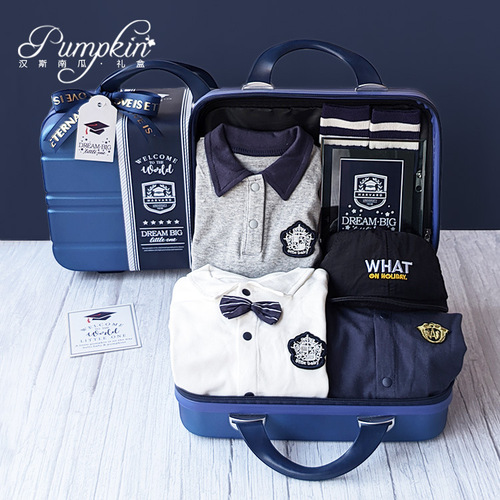 Infant Gift Box College Style Set for Newborn Baby Boy Spring Summer Autumn Winter Blue Full Moon 100th Day Birthday
