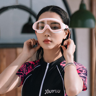 Men's and women's large frame diving goggles professional brand HD waterproof anti-fog myopia flat light variety of swimming goggles cap set