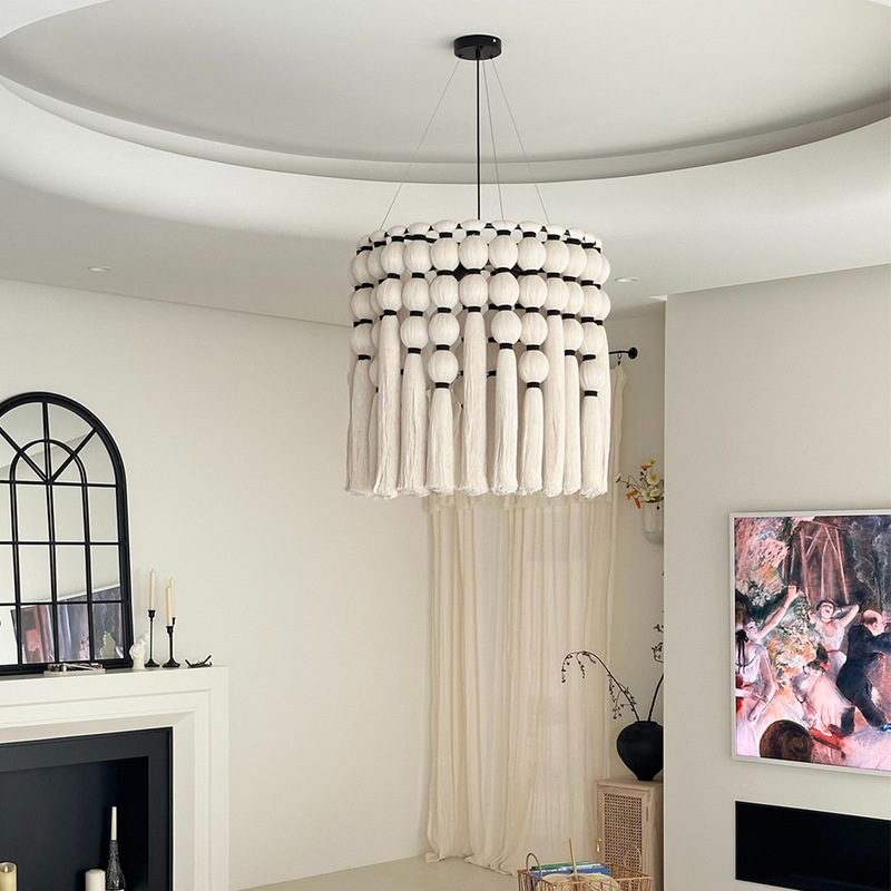 Bohemian Tassel Chandelier Living Room Lamp Bedroom Atmosphere Study Retro Warm Home Restaurant Lamp Cotton Thread Lamp Bohemian Tassel Chandelier Living Room Lamp Bedroom Atmosphere Study Retro Warm Home Restaurant Lamp Cotton Thread Lamp
