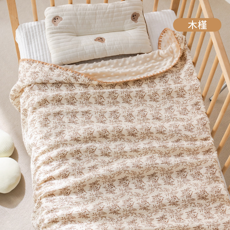 Venta al por mayor de dibujos animados Cuatro Estaciones edredón de bebé crepe manta de frijol recién nacido niños kindergarten edredón de bebé