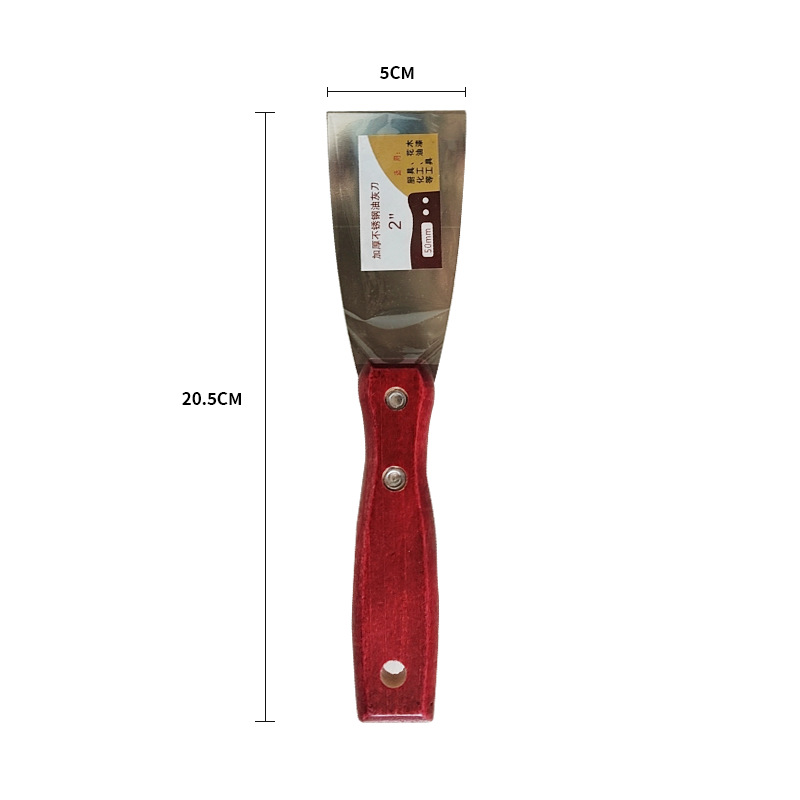 Fábrica al por mayor cuchillo de masilla mango de plástico pala de limpieza mango de madera espejo espátula de pintura cuchillo de masilla de acero inoxidable