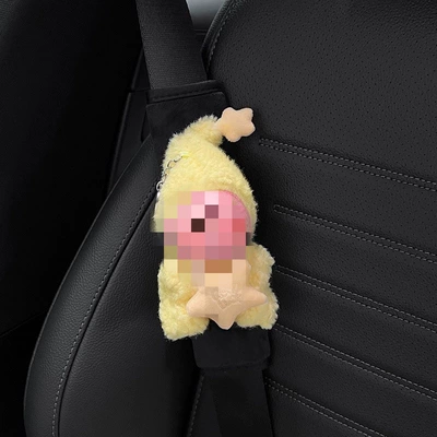 Girls, New 2026 Car Interior – Seat belt shoulder pad - little-lucky-black-velvet-shoulder-pad-single