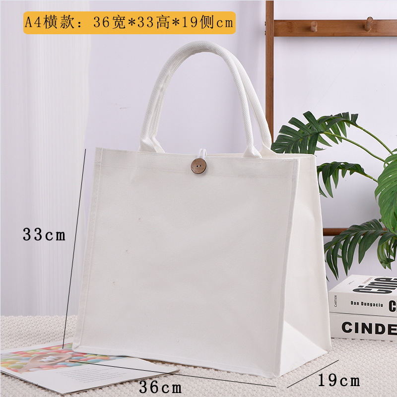 Bolsa de lona en stock, bolsa de lienzo para niños pintados y teñidos DIY, película en blanco cubierta, bolsa de lona tridimensional