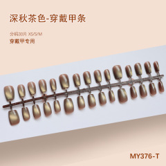 深秋茶色猫眼高级质感气质少女风御姐风显白美甲短款30-T穿戴甲