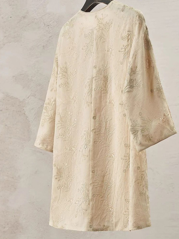 禅仏女性服新中国風 2025 春夏新作トップ国民風ジャカード斜め襟刺繍七分袖シャツ|undefined
