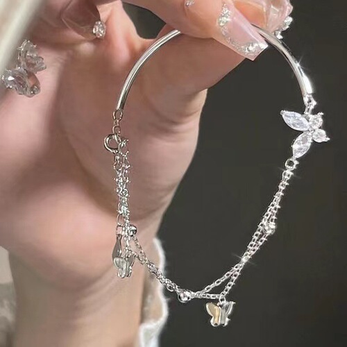 Xiaohongshu's same style sparkling diamond butterfly half bracelet female niche design sweet girly bestie bracelet gift