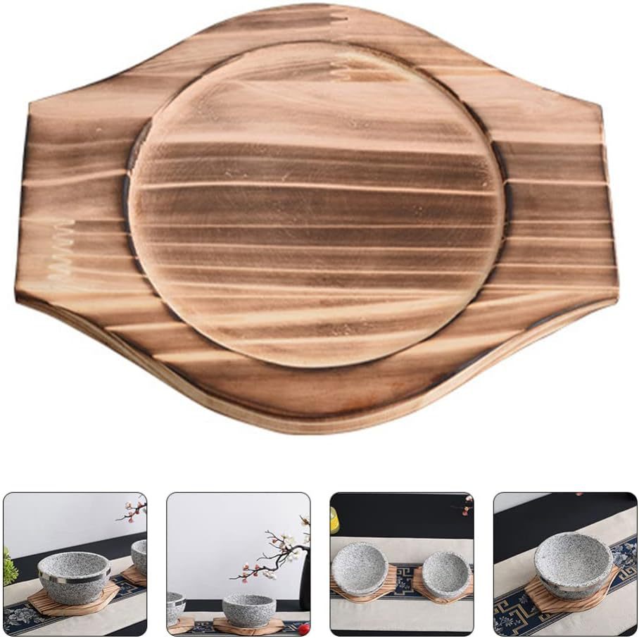 Tazón de Fuente de Piedra de madera de color Pino estera de madera estera de aislamiento teppanyaki Hotel japonés restaurante cazuela aislamiento estera de madera image 4