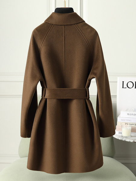 Double-sided woolen long demi-season woolen coat