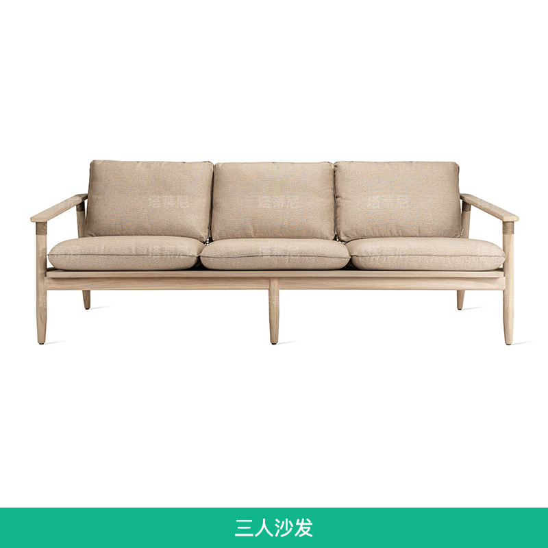 Sofá de madera maciza para exteriores, para patio, jardín, hotel, villa, ocio al aire libre, teca anticorrosión, muebles resistentes al agua y a la intemperie. image 8