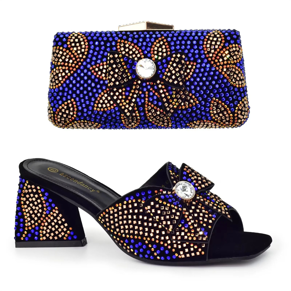 Vintage strasszokkal díszített női magassarkú cipő hozzáillő clutch stílusú vacsorához való öltönnyel_voghion.com