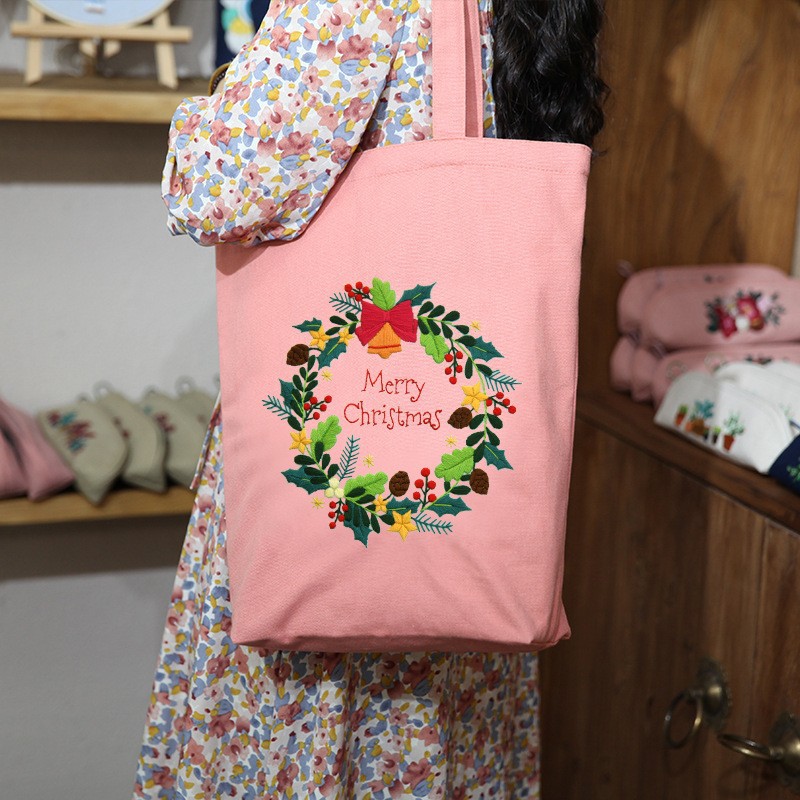 Bordado hecho a mano auto-bordado bolsa de material DIY bolsa de lona estudiante niños bolso de hombro principiante adulto Su bordado