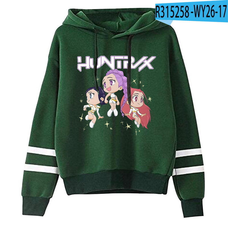 跨境新品KPop Demon Hunters周边甜美长袖双杠连帽卫衣一件批发|undefined