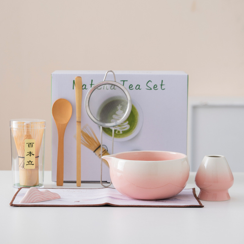 Japanese-Style Matcha Bowl, Matcha Brush, Japanese Tea Bowl, Matcha Cup, Powder Bowl, Stirrer, Tea Whisk, Utensil Set