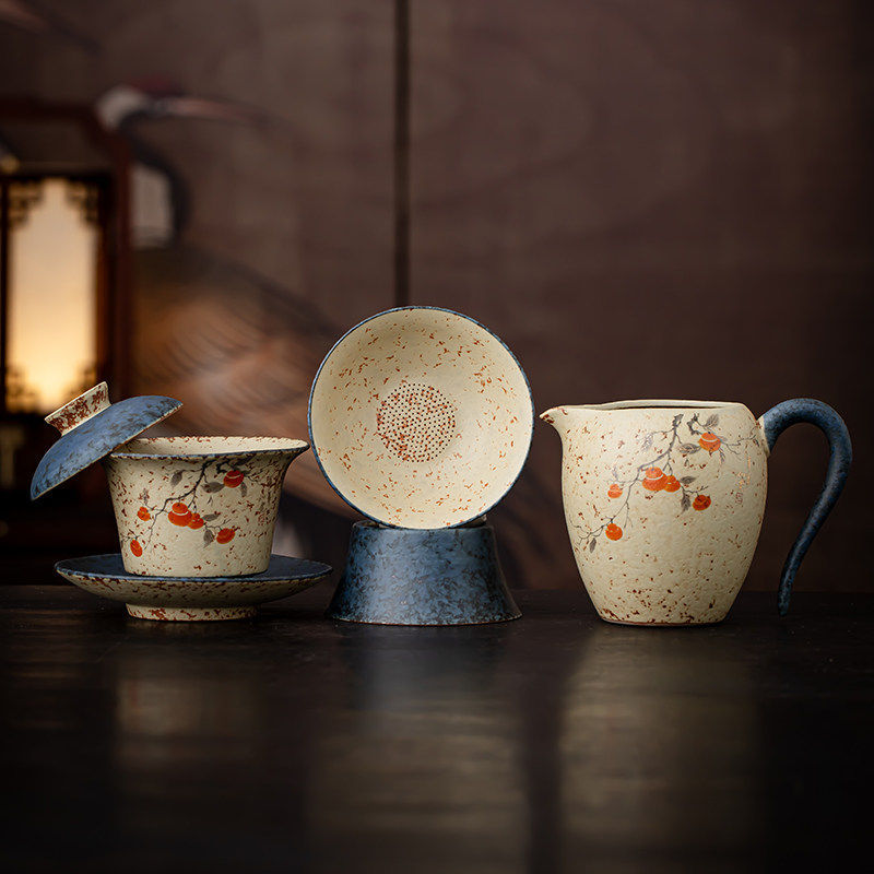 Blue and white flint red beauty tea drain tea set tea filter filter…