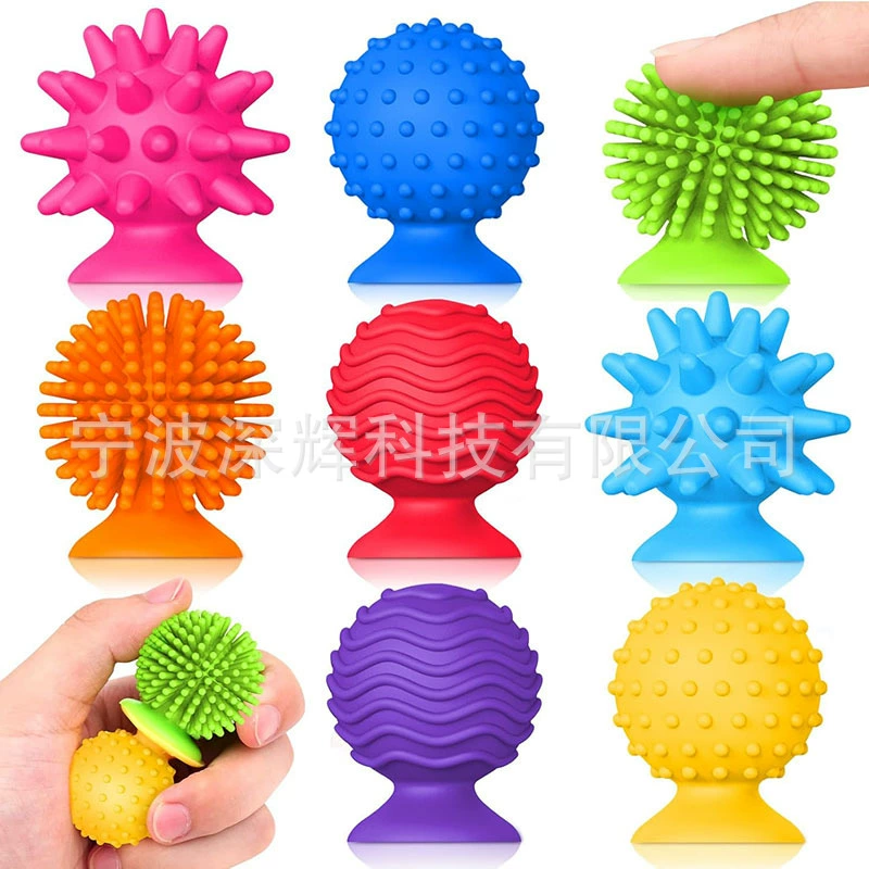 Amazon новый Sensory Fidget Toys Силиконовая детская присоска игрушка распаковать сенсорный камень игрушка