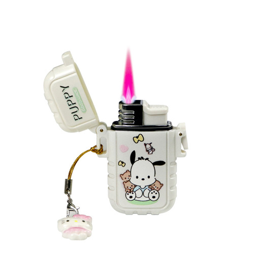 Waterproof Pink Luminous Kurokami Parachute Dog Red Flame Gas Lighter Birthday Gift Creative Lighter