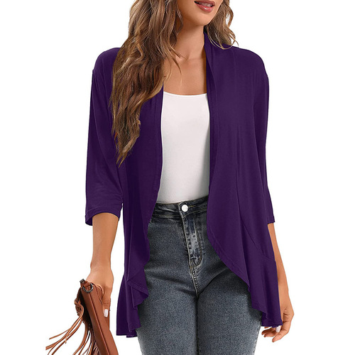 Juhe Xing European and American Style Independent Cardigan Blouse T-Seven-Point Short-Sleeve Top