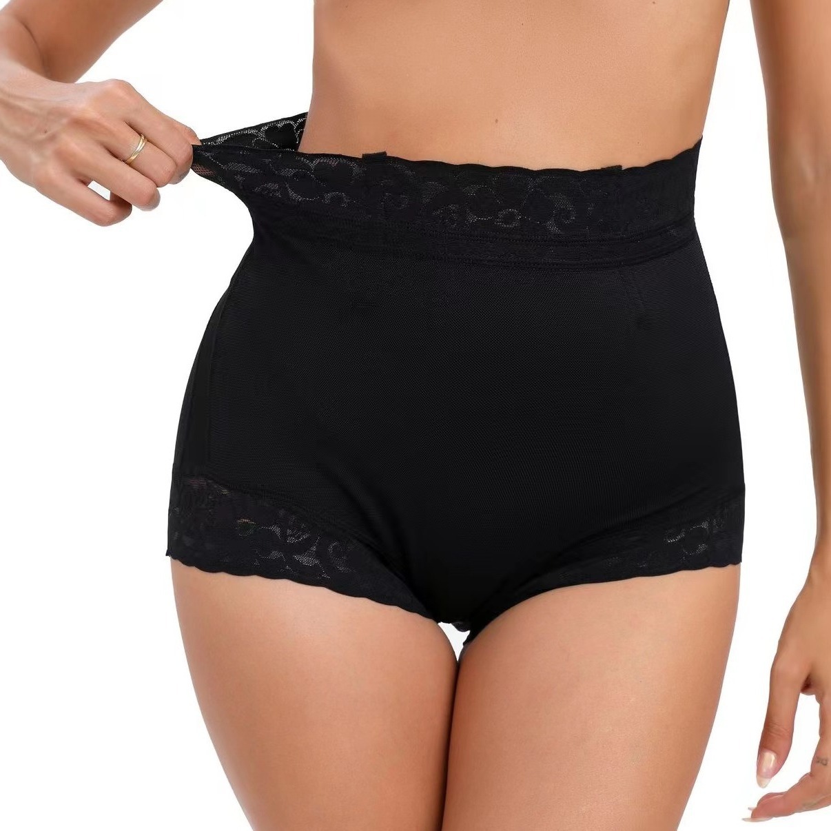 Pantalones transfronterizos de tela de nailon spandex reforzado de 260 g con soporte de hueso de acero, moldeado de cintura, levantamiento de glúteos y pantalones de compresión con control de barriga.