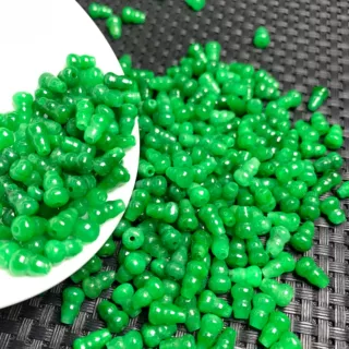 翡翠干青铁龙生葫芦6*9mm 玉散珠DIY配件手链项链饰品玉葫芦批发