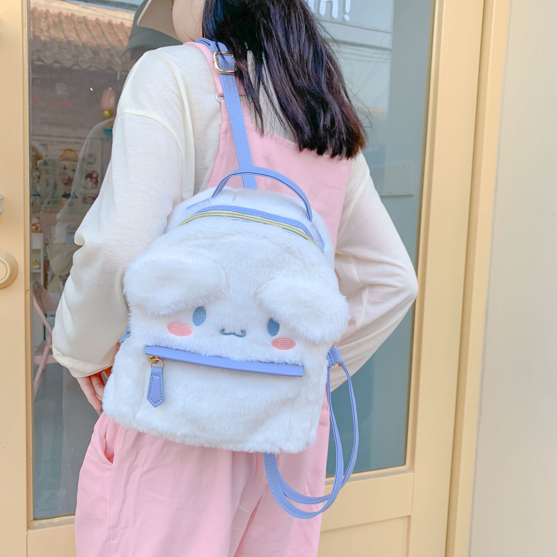 Japanese Style ins Cartoon Student Plush Bag Cute Girl's Heart Backpack Ugly Cute Big Ears Dog Furry Schoolbag