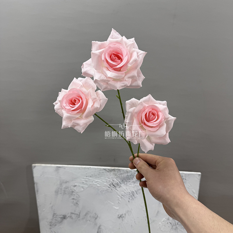 3-Headed Curved Diamond Rose—Core Pink