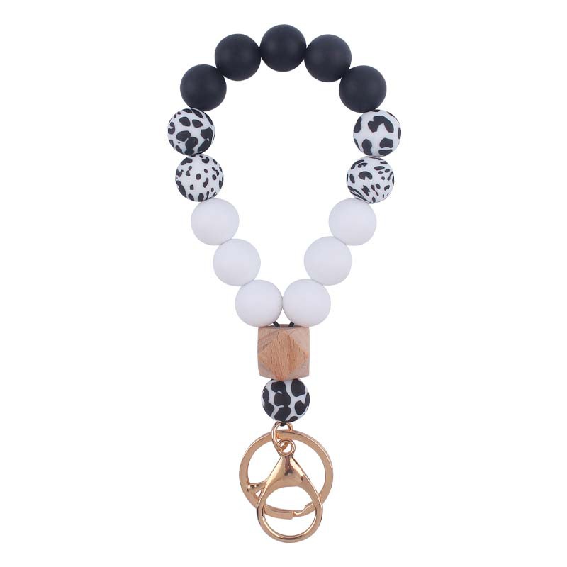 Nueva creativo silicona muñeca llavero colgante DIY leopardo cuentas de silicona llavero Accesorios